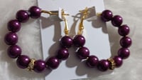 Image 1 of Silver Plated Hoops (purple)