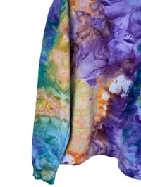 Image 4 of XL Unisex Ring Spun Cotton Blend Crew Sweatshirt in Earthy Rainbow Watercolors Ice Dye