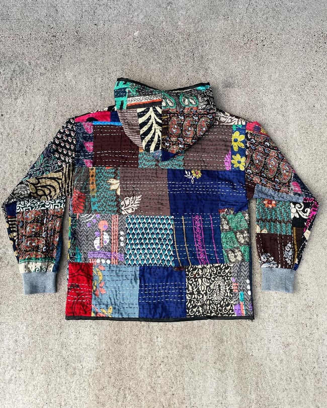 Patchwork Zip Up Hoodie