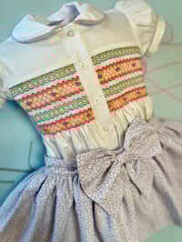 Image 2 of girls lilac floral smocked skirt set 