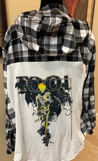 Vintage Black/White Hoodie Flannel  Shirt Tool