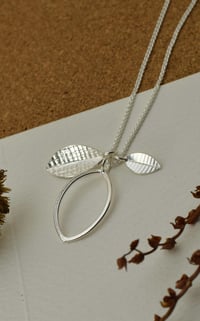 Image 1 of Triple-Leaf Family Pendant in Recycled Silver – Customisable Fold Collection Necklace