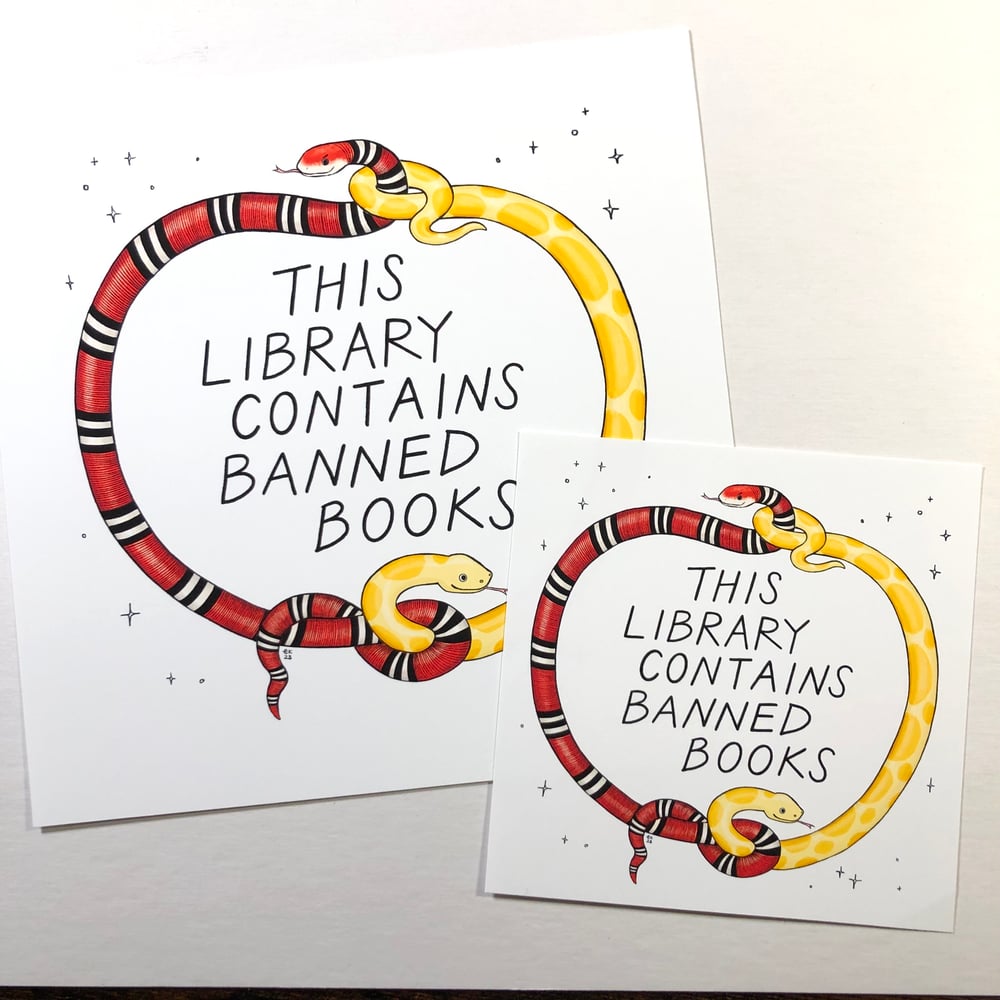 Image of THIS LIBRARY CONTAINS BANNED BOOKS prints