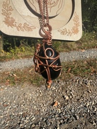 Image 1 of Black Obsidian Egg Copper PENDANT ONLY
