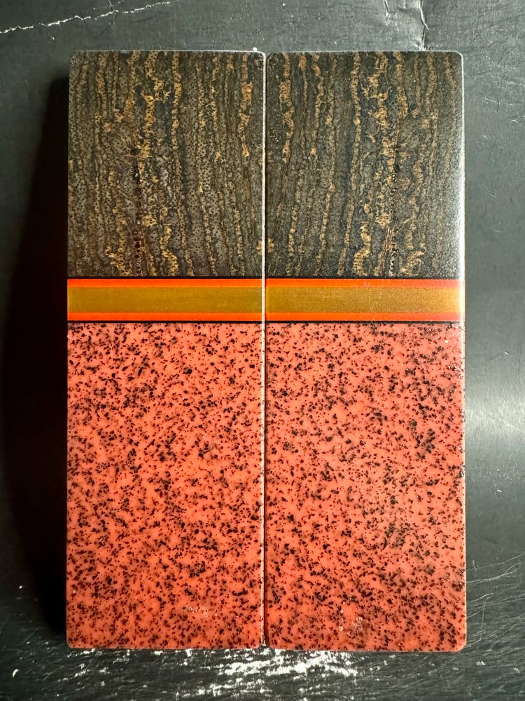 Image of Crosscut Zebrawood & Red GLOW Grip-Tec Segmented Knife Scales