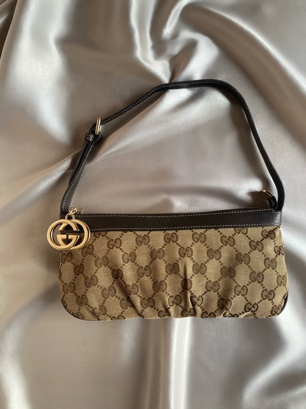 Image of Gucci monogram charm bag with gold hardware 