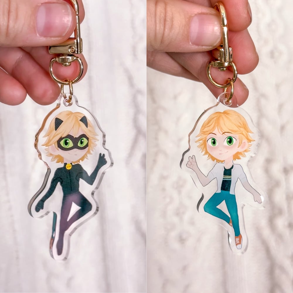 Image of Adrien/Chat Noir 2.5” Double Sided Acrylic Keychain