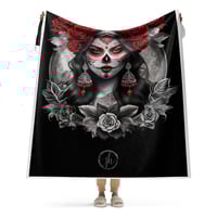 Sherpa Blanket Red and White Sugar Skull