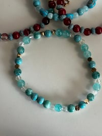 Image 6 of Country Gold Teal and Burgundy Tumbler Bracelet Stack