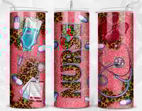 Pink glitter Nurse tumbler