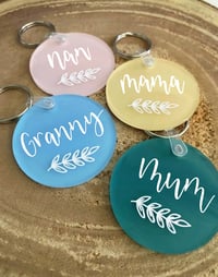 Image 1 of Personalised frosted Acrylic Circle keyring Mother's Day 