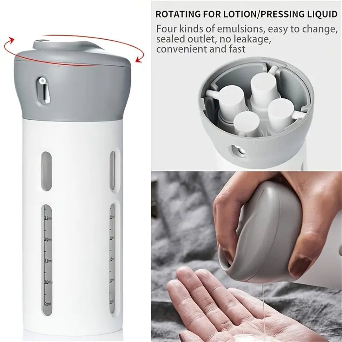 Image of 4 In 1 Portable Travel Liquid Dispenser Bottle Refillable Leakproof Travel Container For Perfume Sha