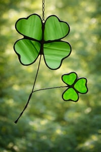 Image 1 of Shamrock with Clover Stained Glass Suncatcher