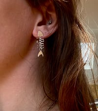 Image 2 of Sterling silver fish bone earring