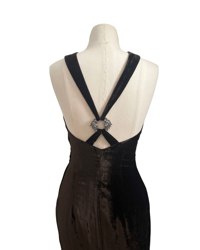 Image 3 of Brown velvet cross-back gown