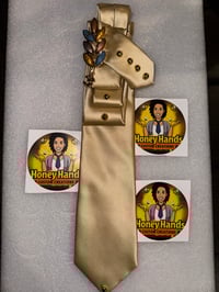 Custom Necktie Gold Satin w/ Chanel drip