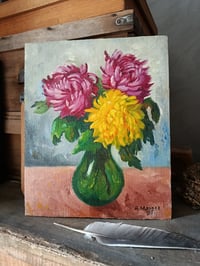 Image 9 of Peinture bouquet de chrysanthèmes dans un vase vert