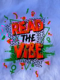 Image 2 of Read The VibeT Shirt UV Active Green and Orange on white Size 26 Chest 120cm XXL