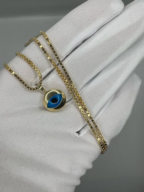 Image of 14K Evil Eye Charm Pendant