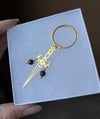 Dagger Keychain— gold red garnet