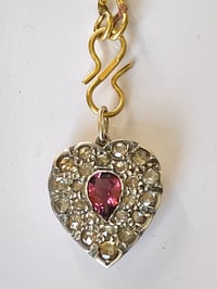 Image 7 of DIAMOND & TOURMALINE HEART PENDANT 