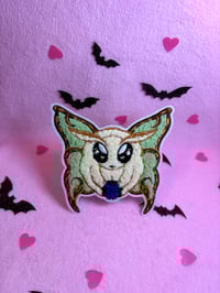 Image 3 of Fuzzy Poodle Moth  - 3.5 Inch - Embroidered, Iron-On Patch