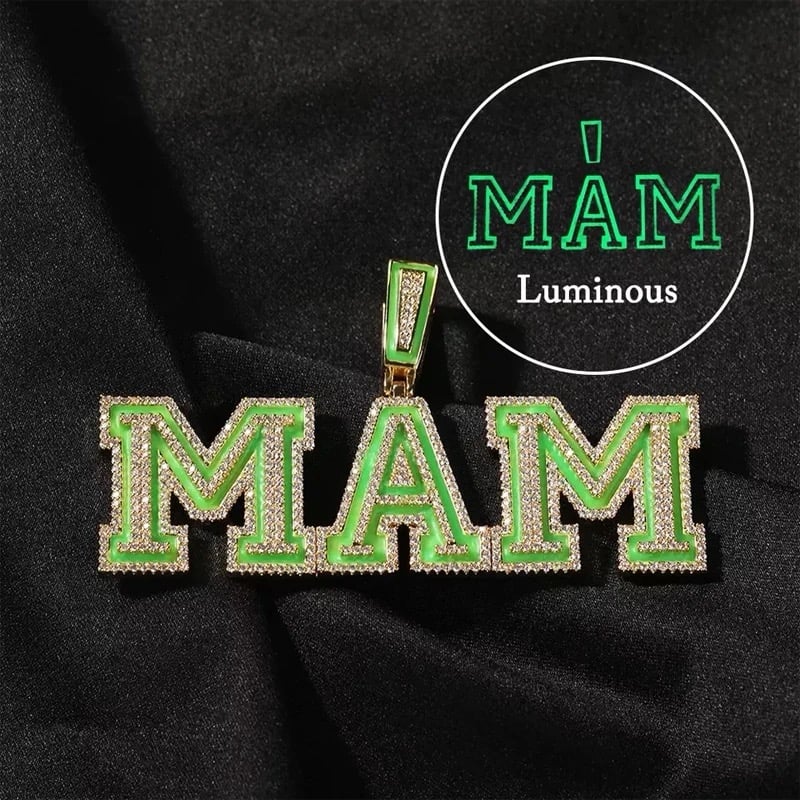 Image of Glow In the dark Luminous Color Custom Name Necklace Colorful Enamel