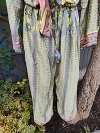 Image 3 of S/ M Sari PJs and matching dust bag with tassel lemon and grey