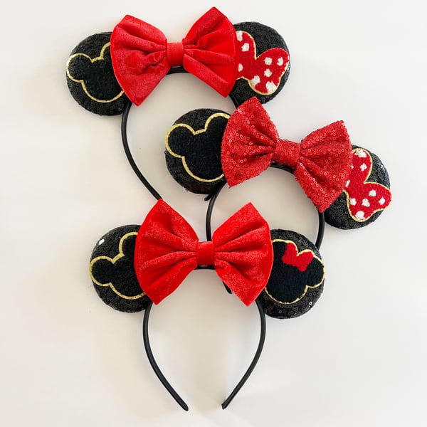 Image of Patch Ears - Black with Red Bow
