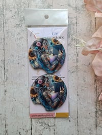 Image 3 of Tattoo Book Girl Car Coasters - 2 pack