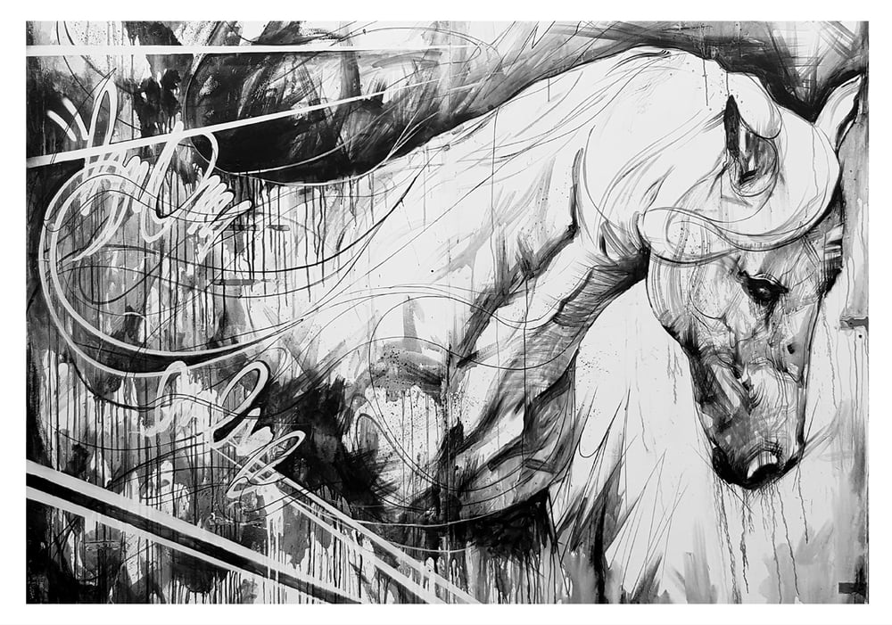 Horse (Black & White) OPEN EDITION PRINT - FREE WORLDWIDE SHIPPING!!!