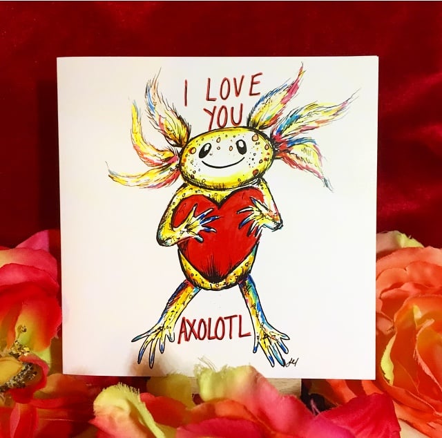 Image of I Love You Axolotl Greeting Card