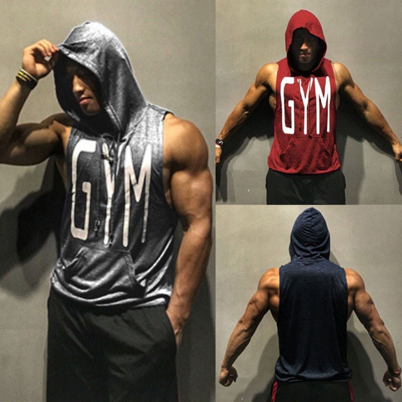 mens hooded muscle tank