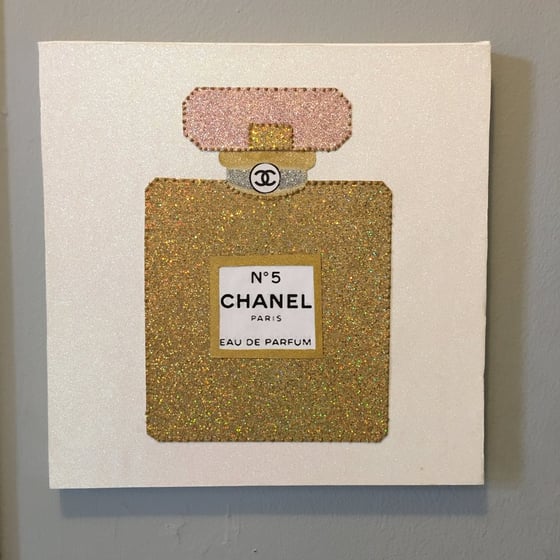 Image of Glitter Chanel No 5 Parfum Canvas Artwork