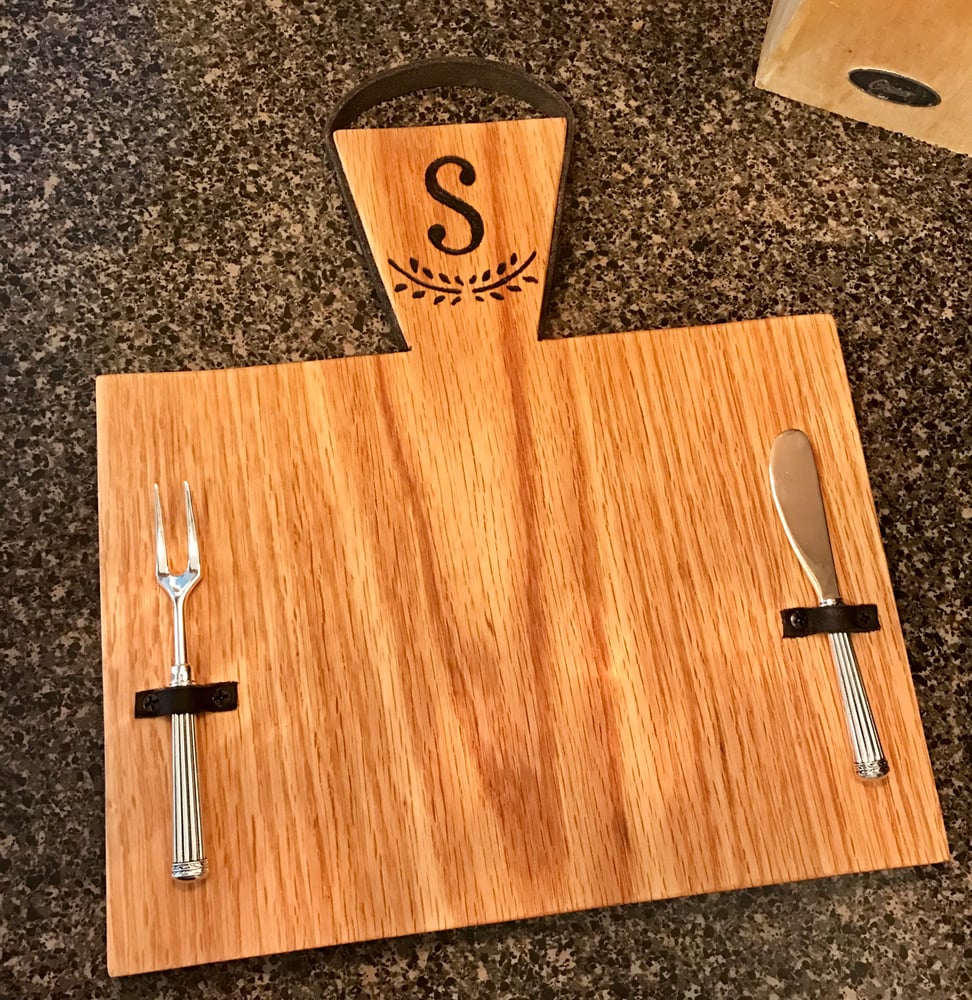 Image of Cheese Board with Leather Accents