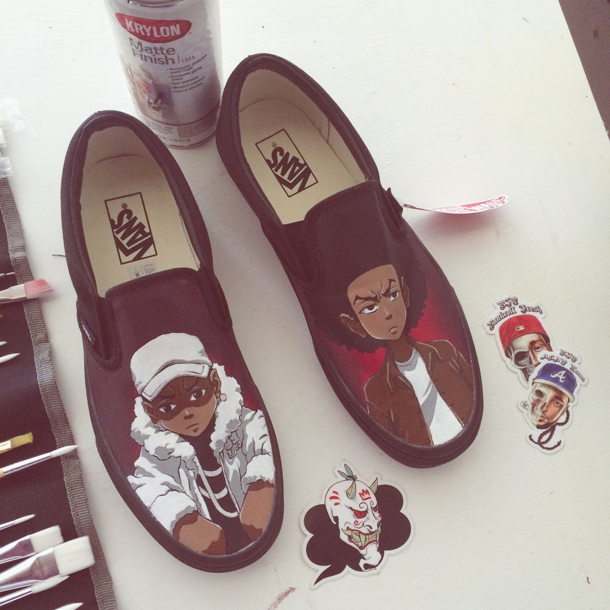 Image of Hand-Painted Huey and Riley Slip Ons