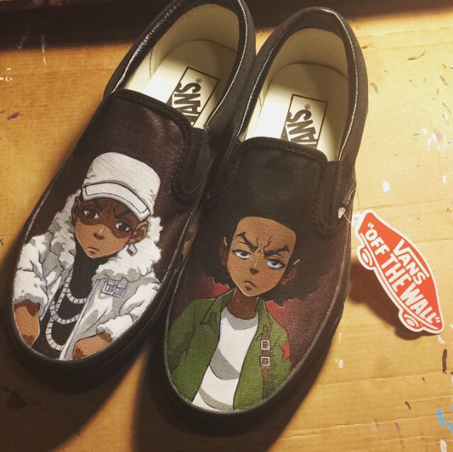Image of Hand-Painted Huey and Riley Slip Ons