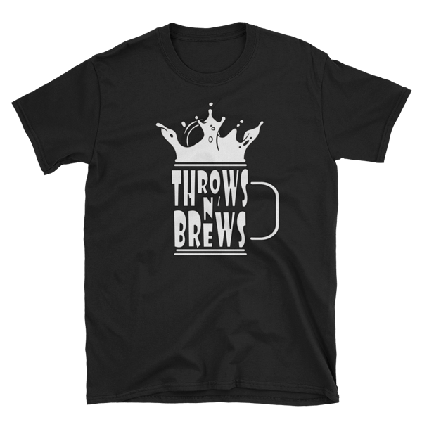 Image of Black Mug Logo Throws N' Brews T-Shirt