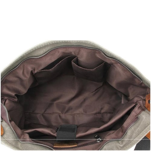 Image of Waterproof Waxed Canvas Messenger Bag, Men's Shoulder Bag, Canvas Bag with Leather Trim FX2008-1