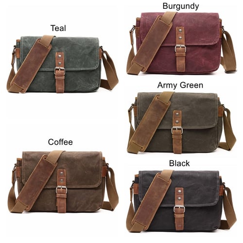Image of Waterproof Waxed Canvas Camera Bag, Small Camera Bag, Shoulder Bag FX8816
