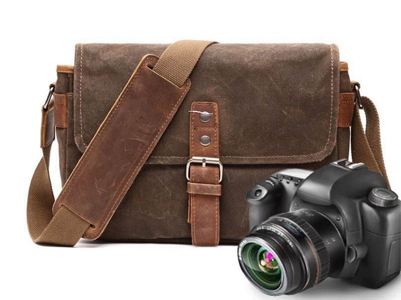 Image of Waterproof Waxed Canvas Camera Bag, Small Camera Bag, Shoulder Bag FX8816