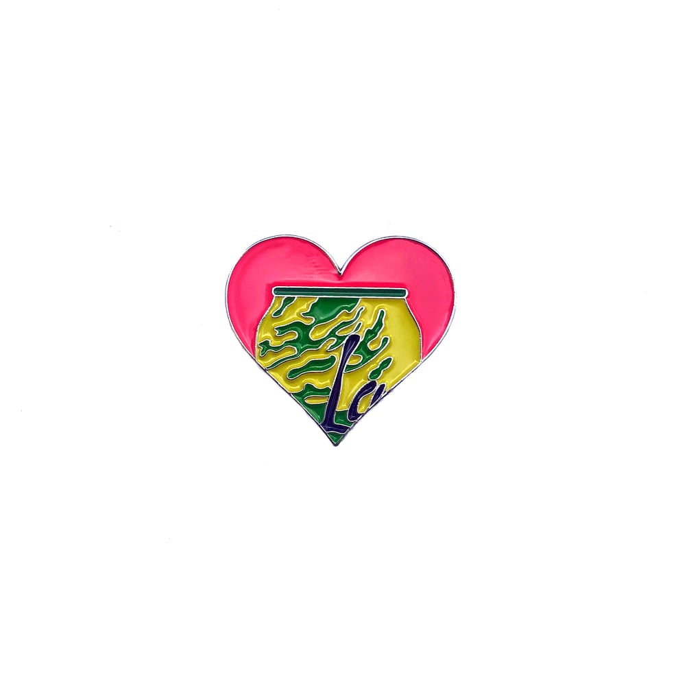 Image of New Soft Enamel Lapel Pin or Hat Pin - Lime La Croix Heart Shaped Pin
