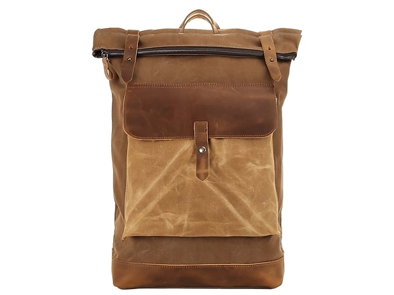 Image of Waterproof Waxed Canvas Travel Backpack, Canvas Rucksack, Shoulder Bag for Men FX1004-1