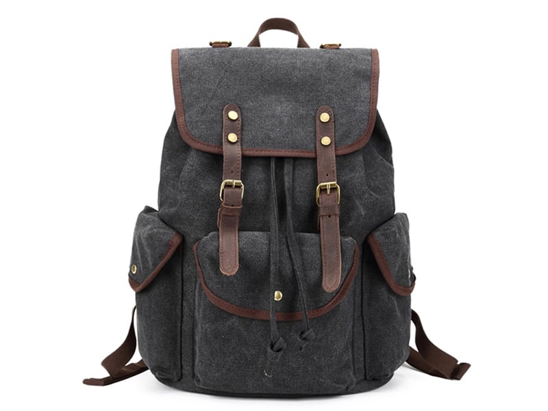 Canvas with Leather Trim School Backpack, Rucksack, Travel Backpack ...