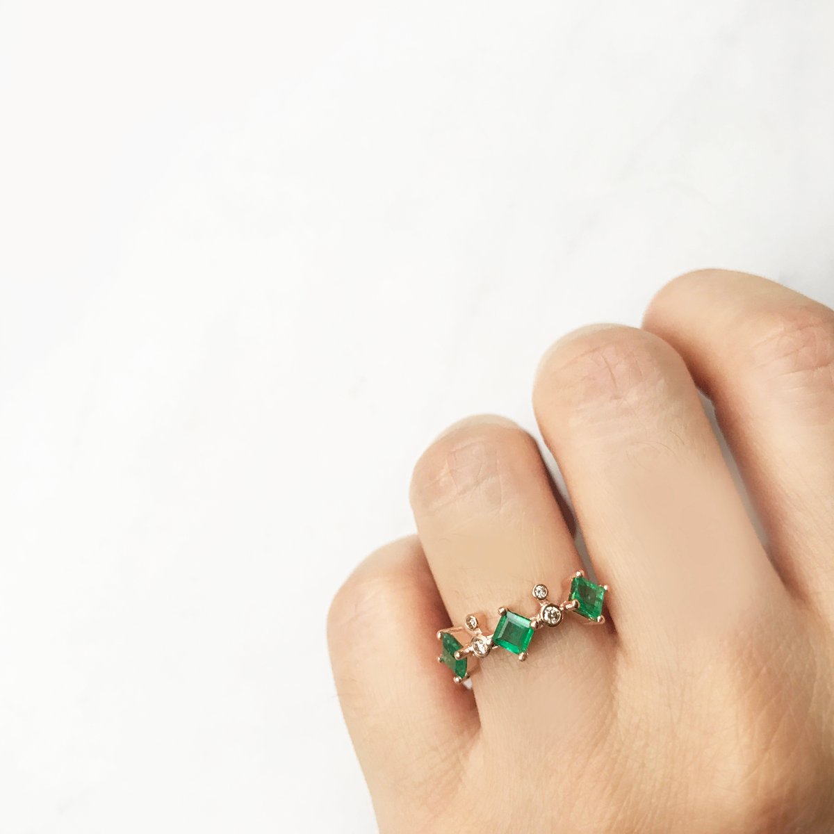 Image of Odette 3 Stone Emerald Ring