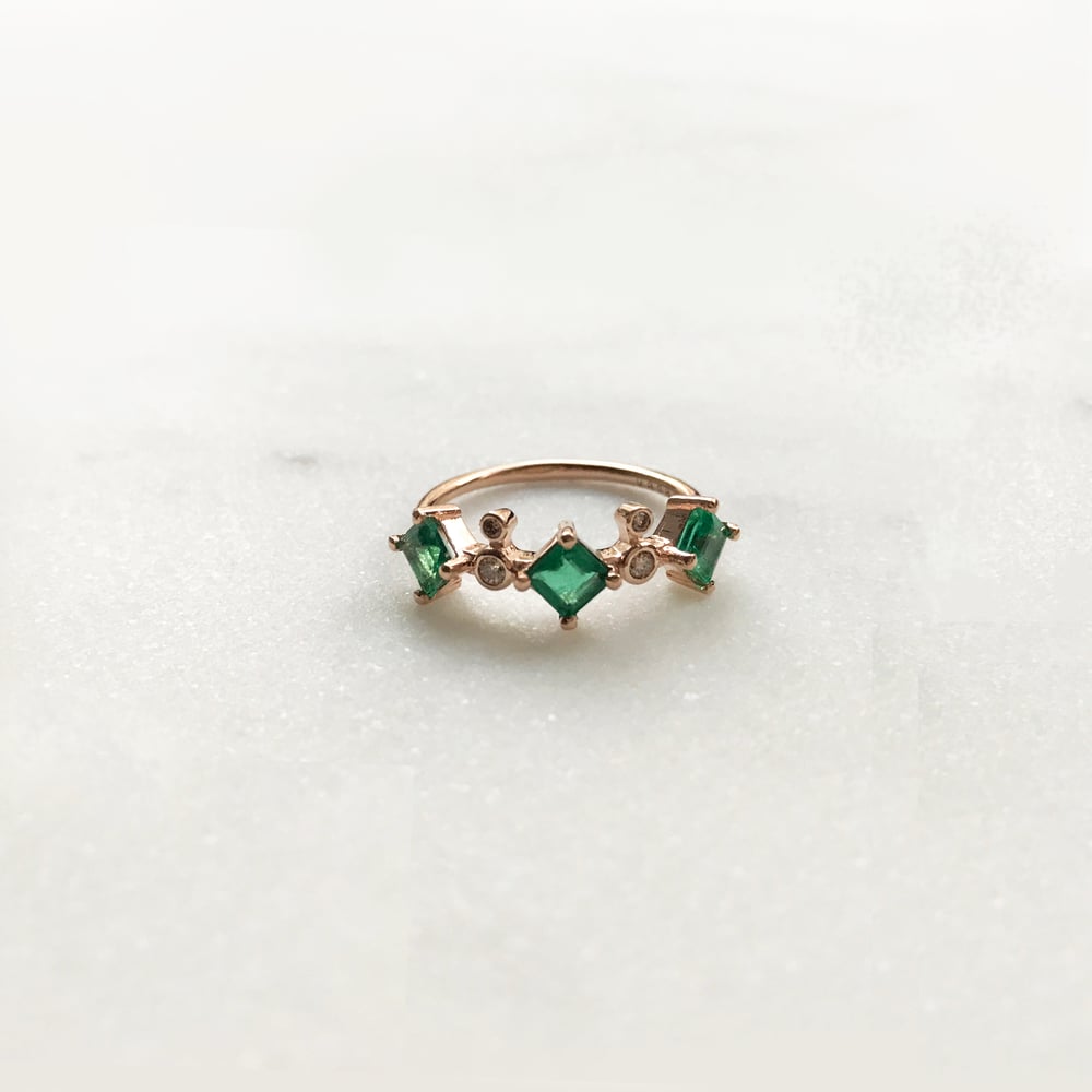 Image of Odette 3 Stone Emerald Ring