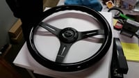 Image 1 of Black Smooth Classice Wood Grain BRAND NEW NRG Steering Wheel 350mm