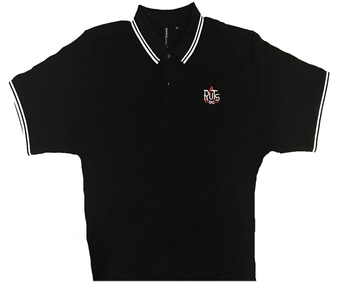 Image of RUTS DC 'Classic Logo' Embroidered Polo Shirt Black with White trim