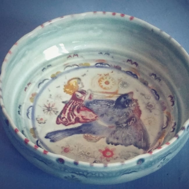 Small Porcelain Bird Chariot Jewelry Dish