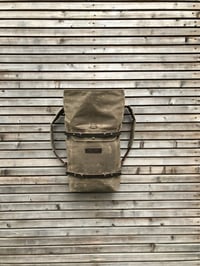 Image 3 of Waxed canvas backpack - rucksack with folded top and waxed canvas padded shoulder straps